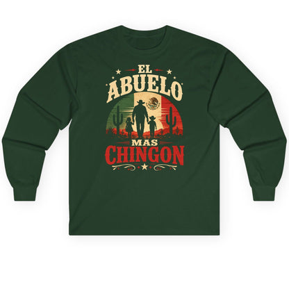 El Abuelo Mas Chingon mexican grandfather Long Sleeve Tee Forest Green product mockup