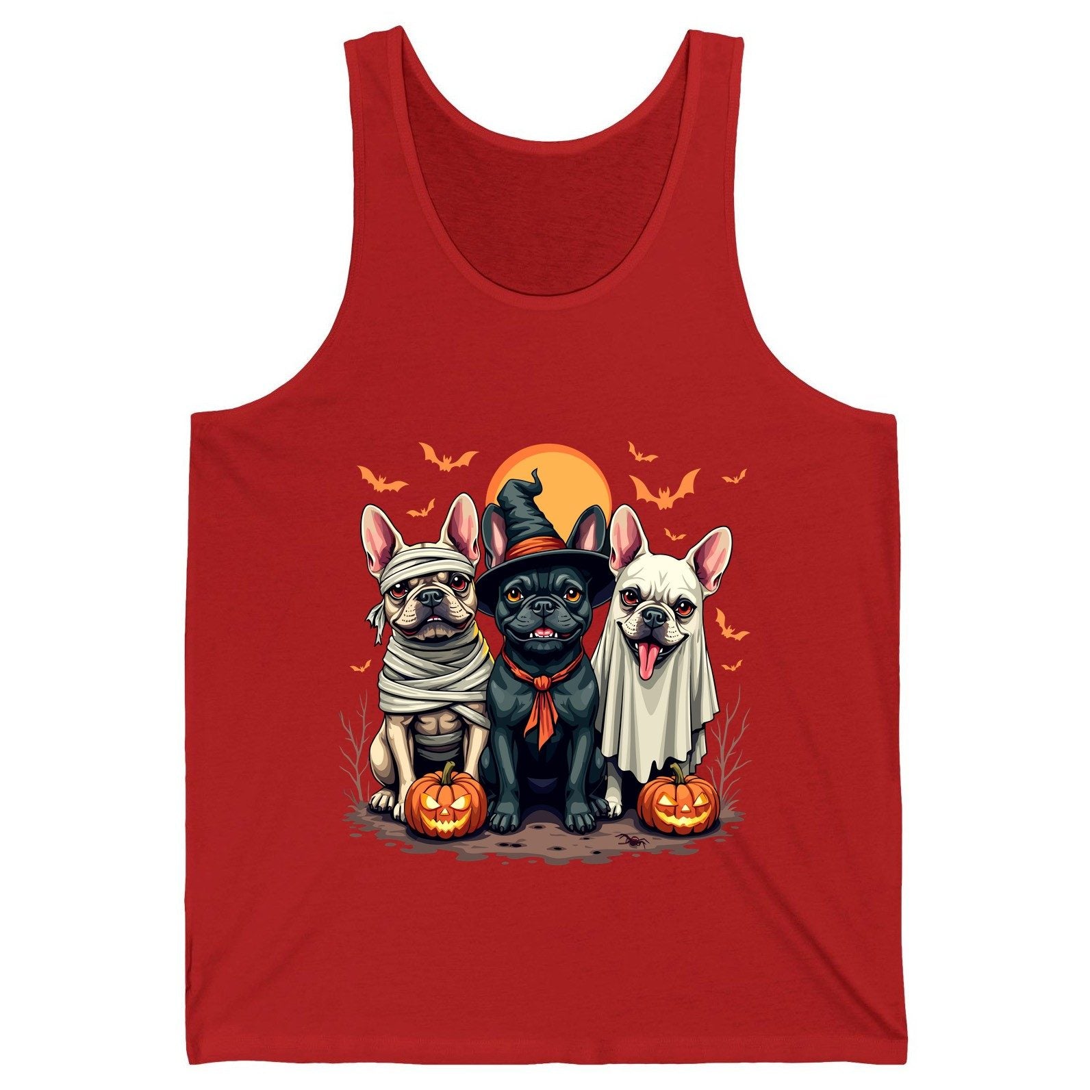 Halloween French Bulldogs Costumes french bulldogs Tank Top Red product mockup
