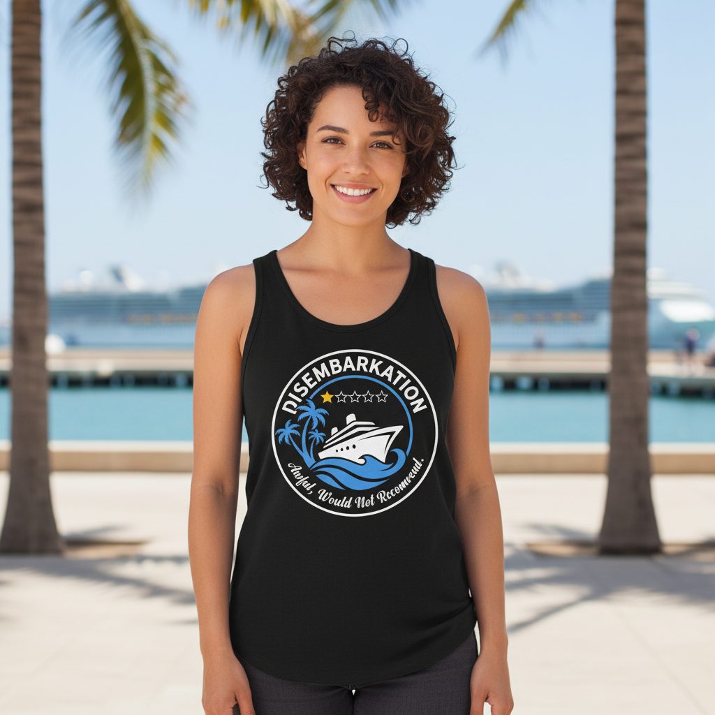 Disembarkation Awful, Would Not Recommend cruising Tank Top Black lifestyle mockup