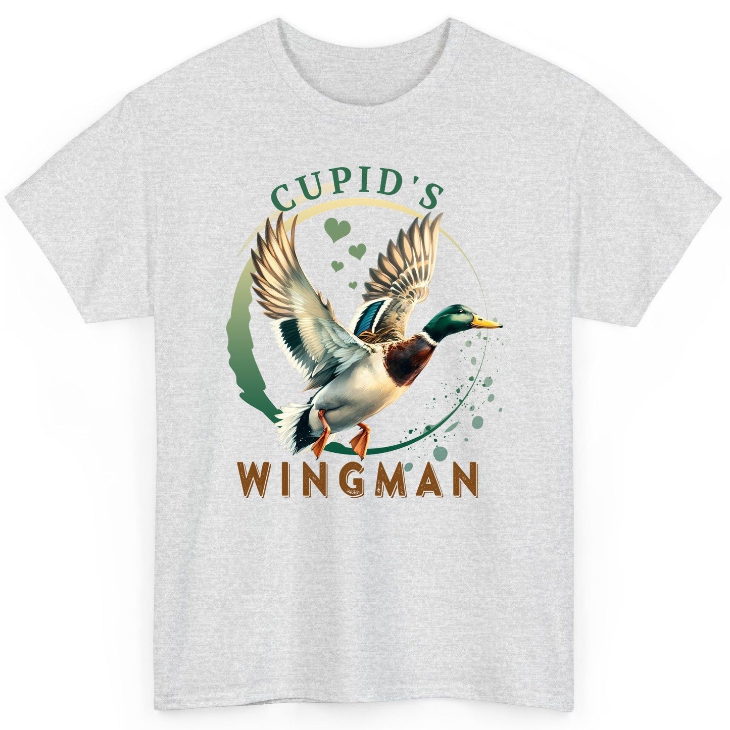 Cupid's Wingman mallard duck T-Shirt Ash product mockup