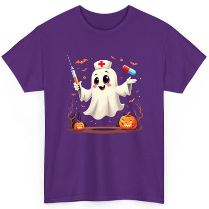 Cute Ghost Nurse Halloween ghost nurse T-Shirt Purple product mockup