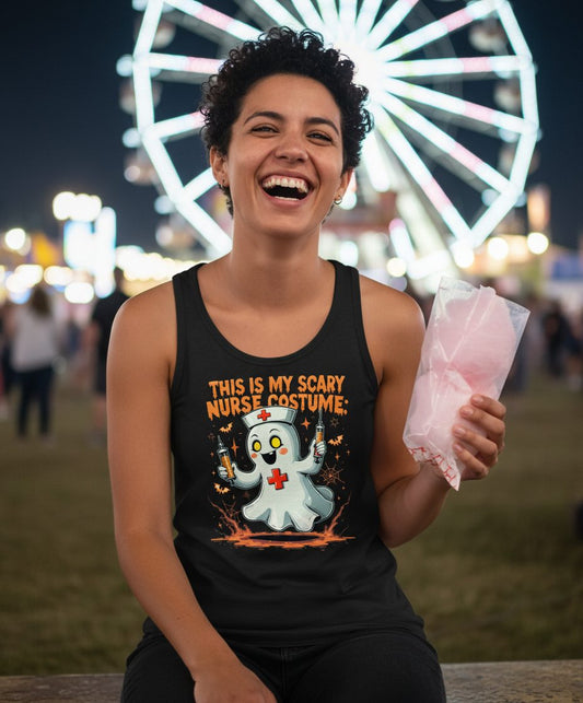 This Is My Scary Nurse Costume ghost nurse Tank Top Black lifestyle mockup