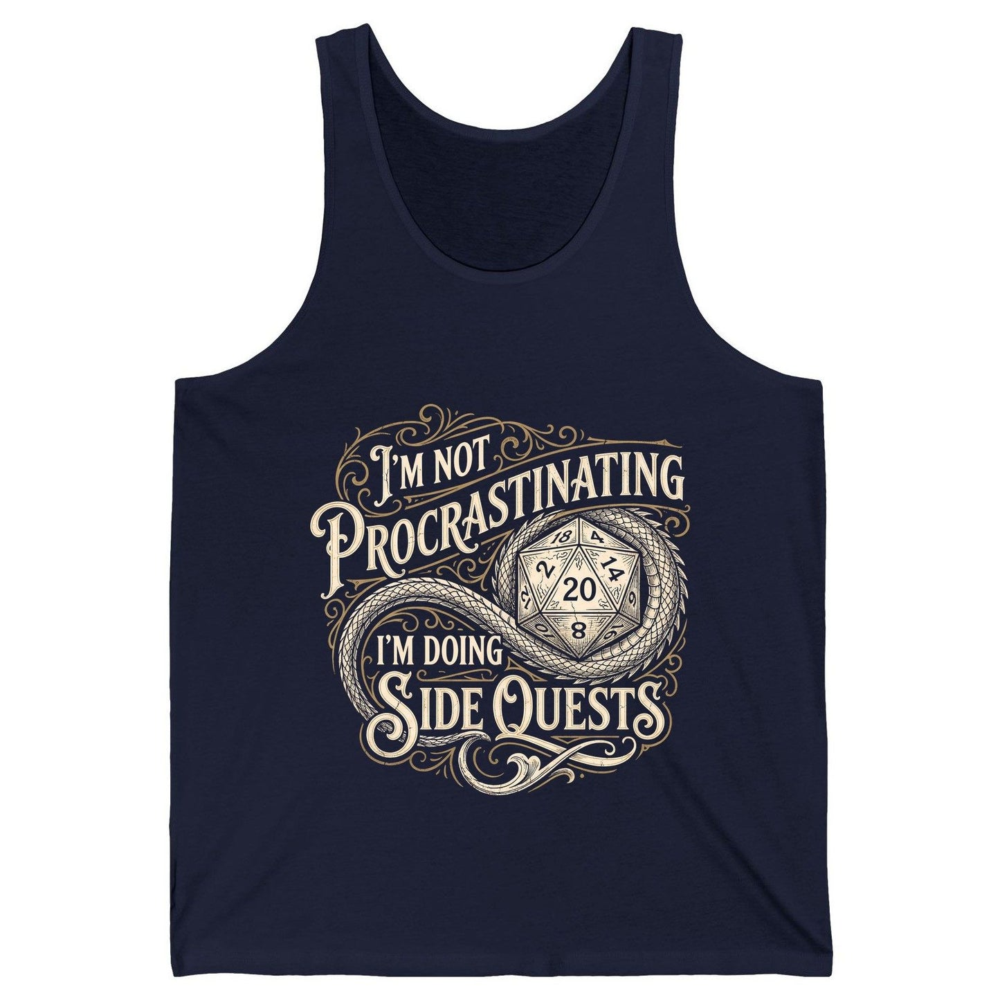 I'm Not Procrastinating I'm Doing Side Quests rpg gaming Tank Top Navy product mockup