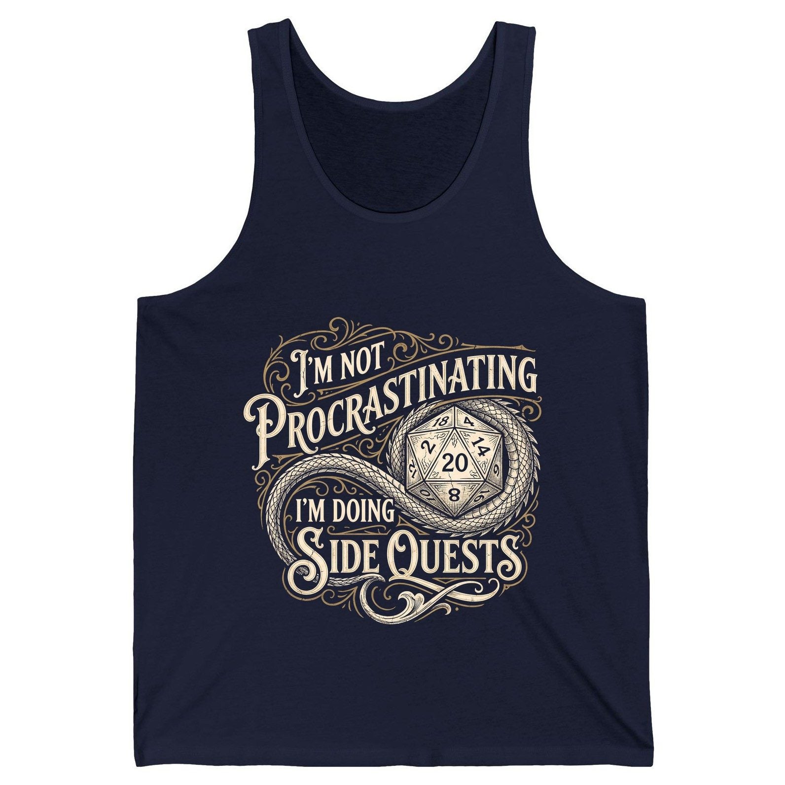 I'm Not Procrastinating I'm Doing Side Quests rpg gaming Tank Top Navy product mockup