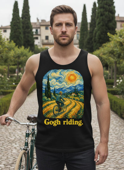 Gogh Riding van gogh parody Tank Top Black lifestyle mockup