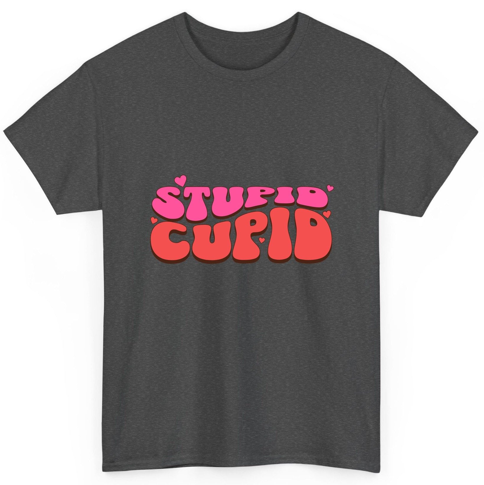 Stupid Cupid anti-Valentine's Day T-Shirt Dark Heather product mockup