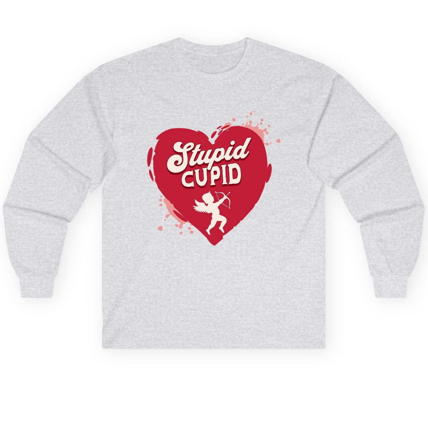 Stupid Cupid anti-Valentine's Day Long Sleeve Tee Ash product mockup