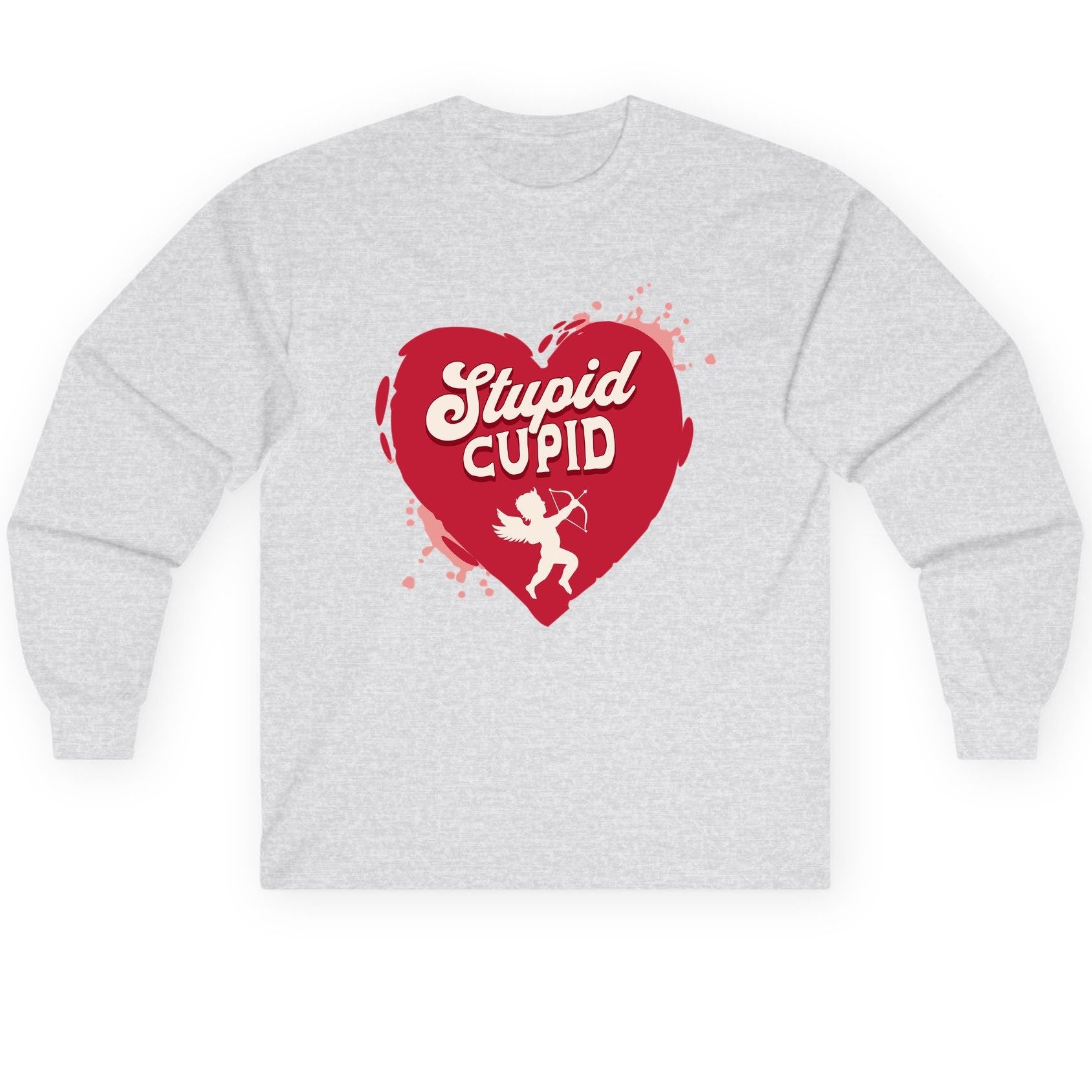 Stupid Cupid anti-Valentine's Day Long Sleeve Tee Ash product mockup