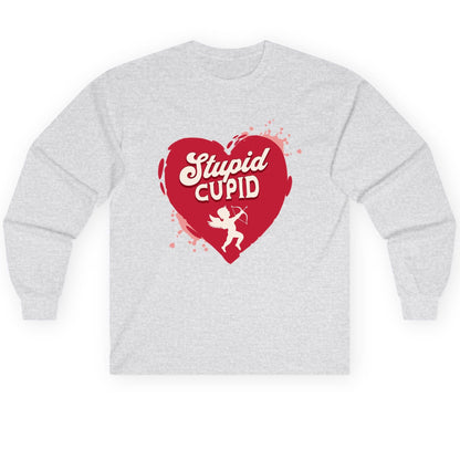 Stupid Cupid anti-Valentine's Day Long Sleeve Tee Ash product mockup