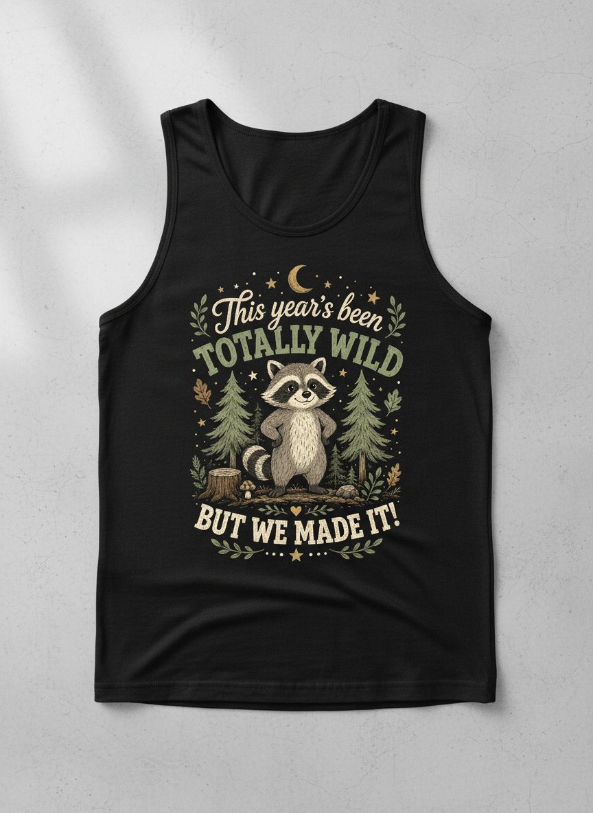 Totally Wild Raccoon Funny Animal Lovers Tank Top - product mockup - Black