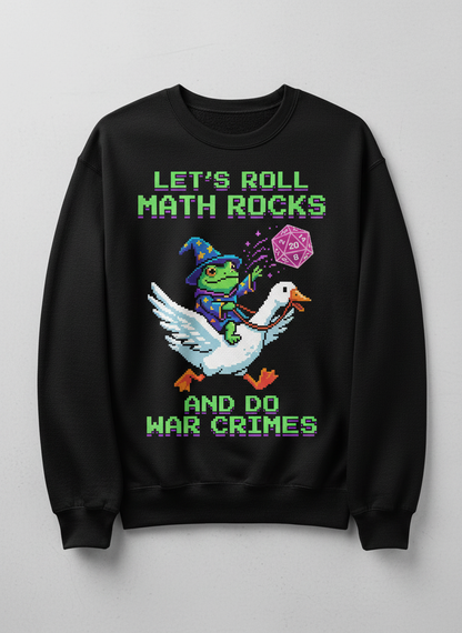 Let's Roll Math Rocks Frog Wizard Pixel Art TTRPG Design Sweatshirt - Black