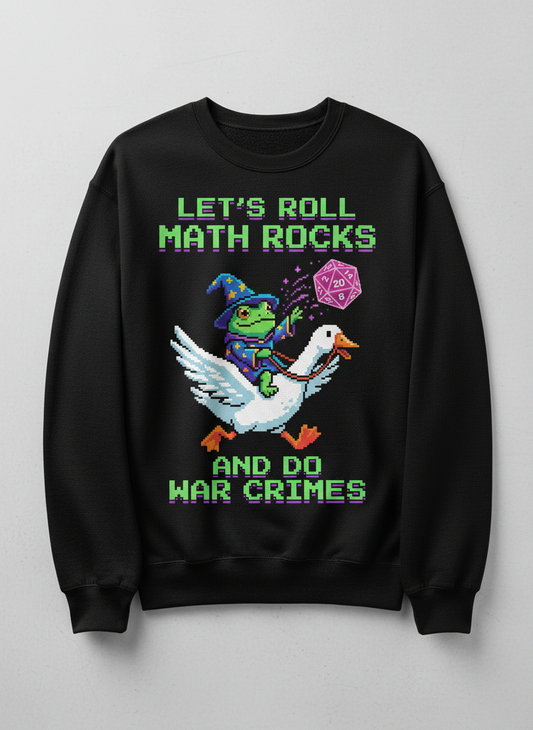 Let's Roll Math Rocks Frog Wizard Pixel Art TTRPG Design Sweatshirt - Black
