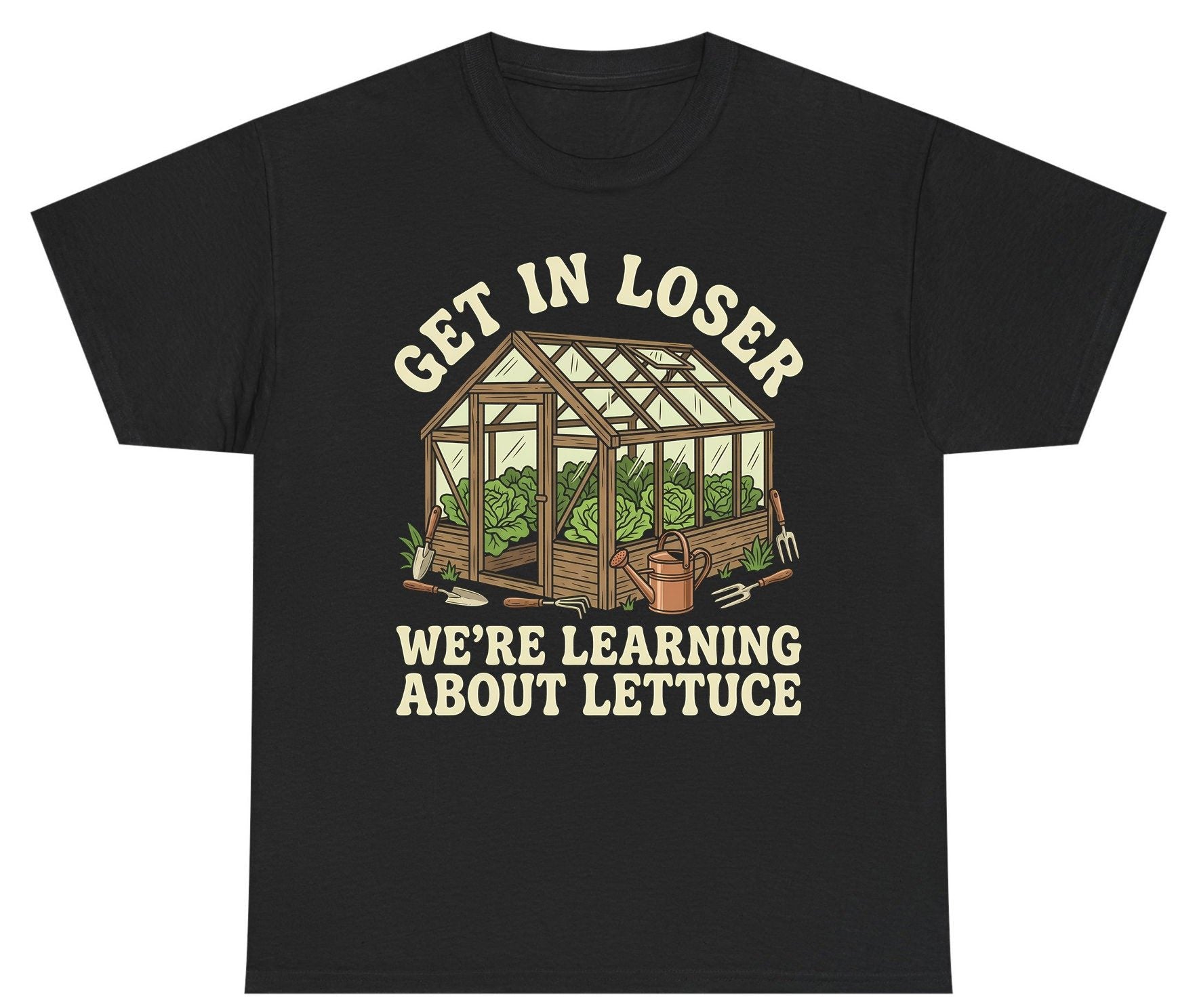 GET IN LOSER WE'RE Learning ABOUT Lettuce Youth T-Shirt - product mockup - Black