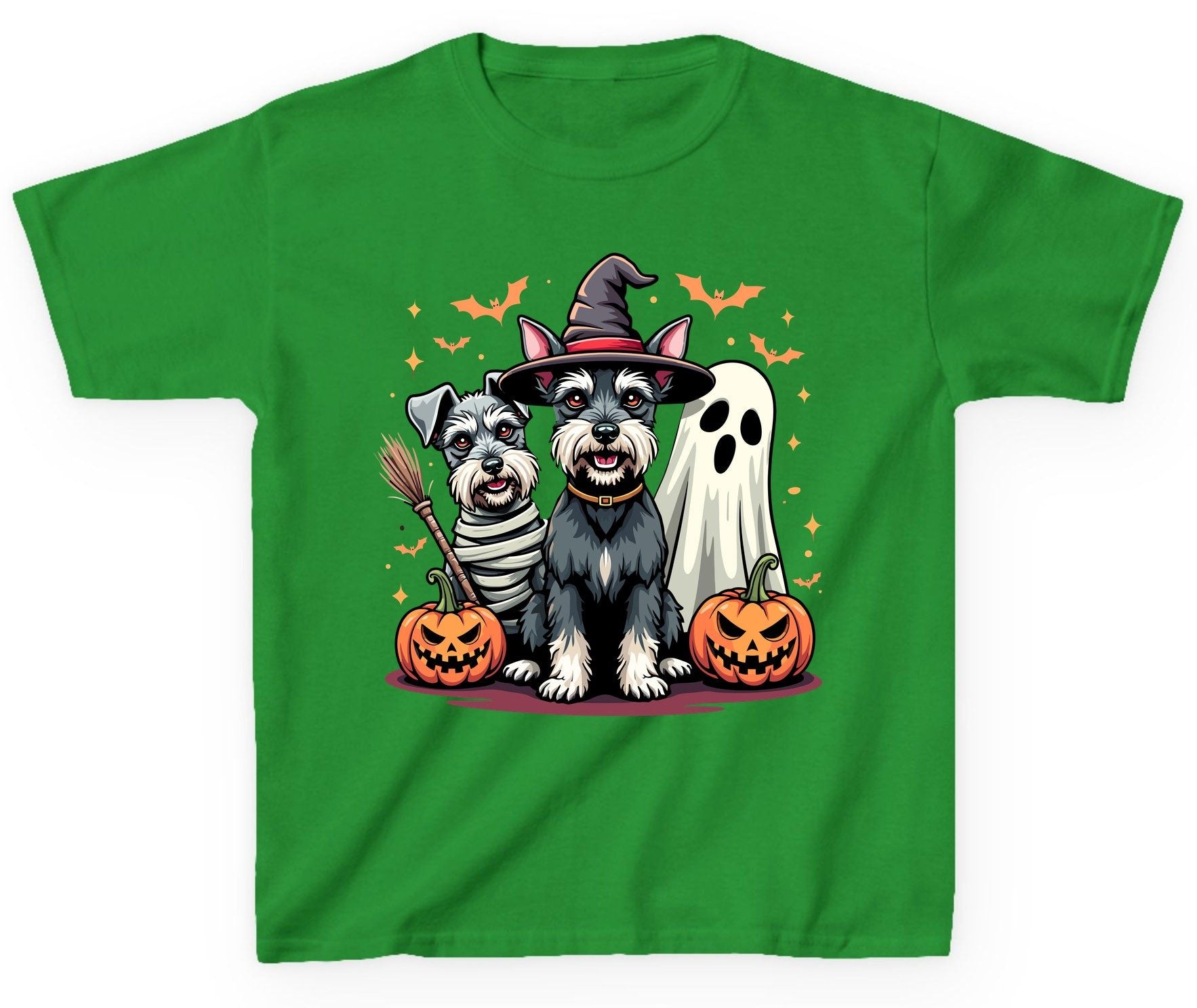 Halloween Schnauzer Dogs schnauzer dogs Youth T-Shirt Irish Green product mockup