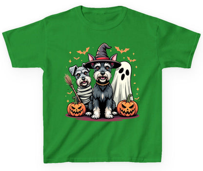 Halloween Schnauzer Dogs schnauzer dogs Youth T-Shirt Irish Green product mockup