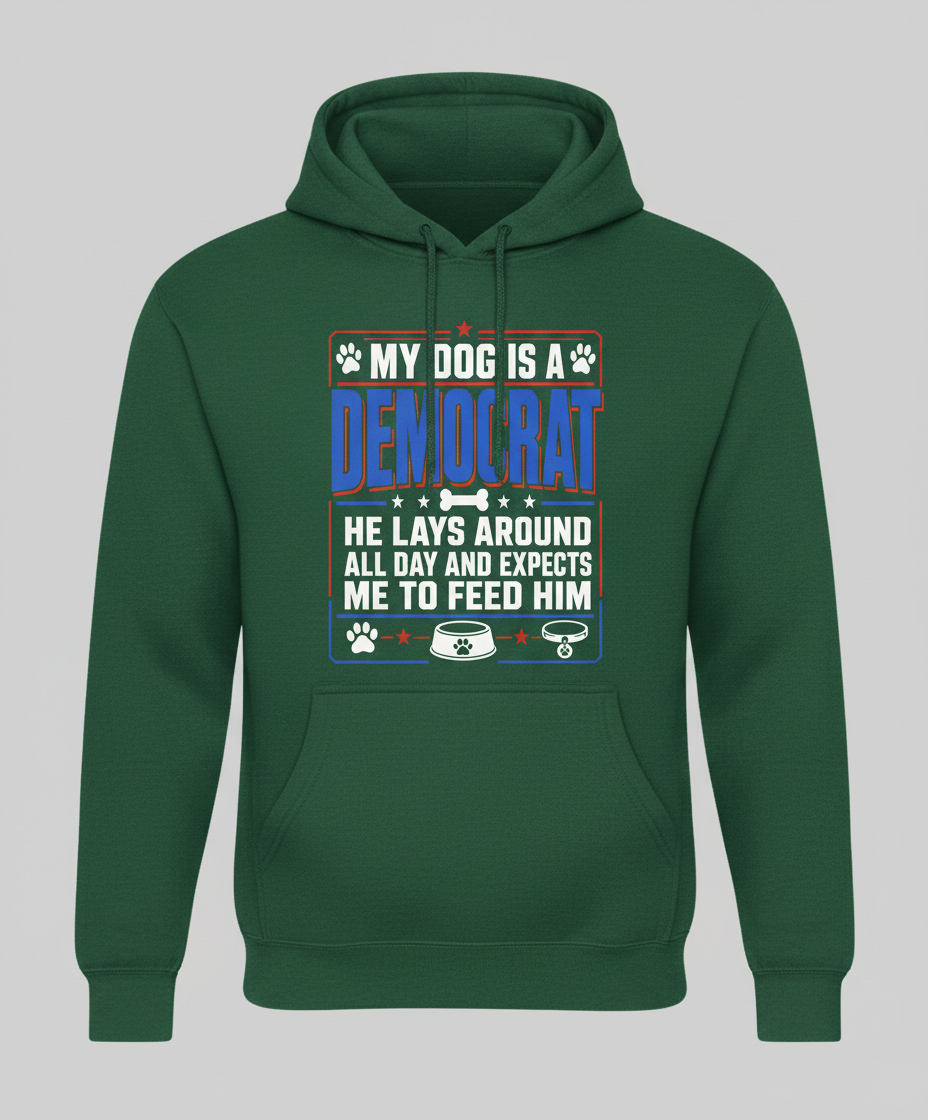 My Dog Is A Democrat Funny Political Dog Lover Design Hoodie - Forest Green