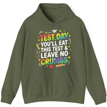 Test Day You'll Eat This Test & Leave No Crumbs Testing Hoodie - product mockup - Military Green