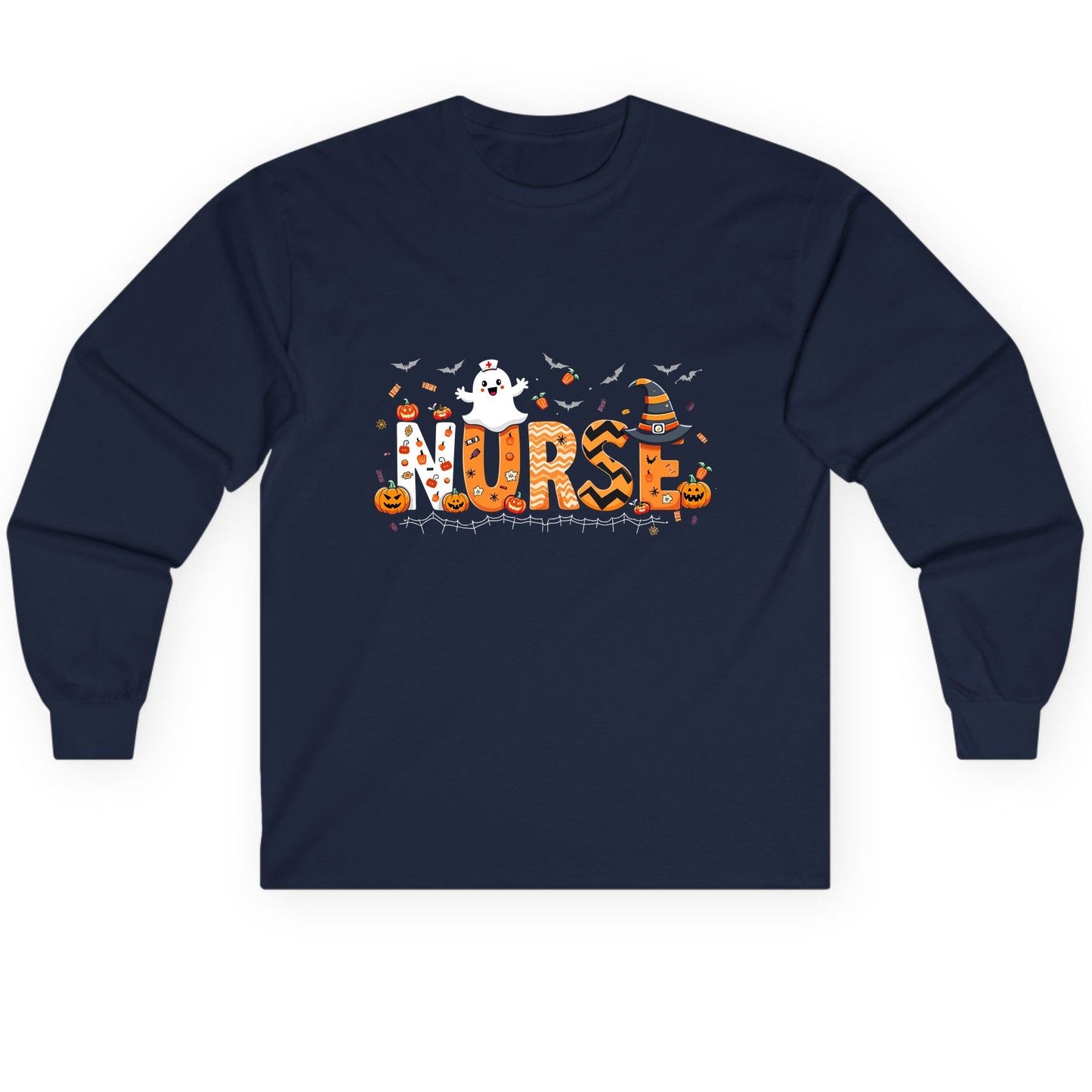 Nurse Halloween Long Sleeve Tee Navy product mockup