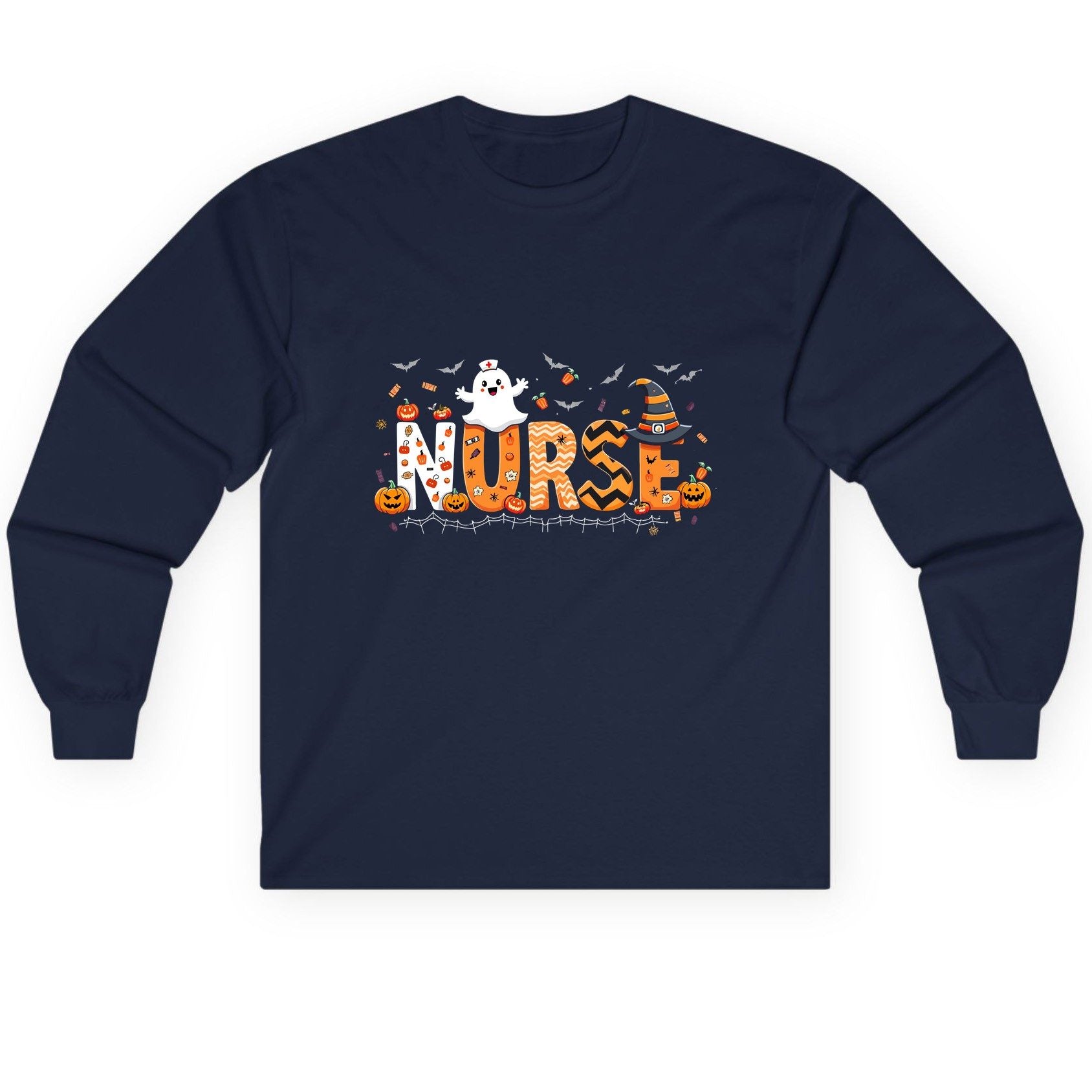 Nurse Halloween Long Sleeve Tee Navy product mockup