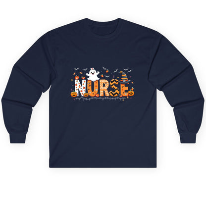Nurse Halloween Long Sleeve Tee Navy product mockup