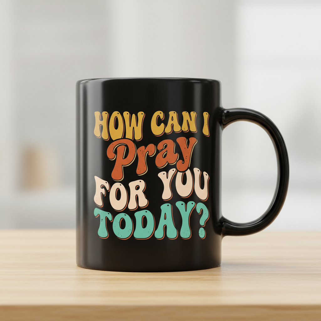 How Can I Pray For You Today? Retro Christian Quote Black Mug - Black