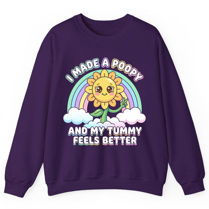 I Made a Poopy and My Tummy Feels Better kawaii sunflower Sweatshirt Purple product mockup