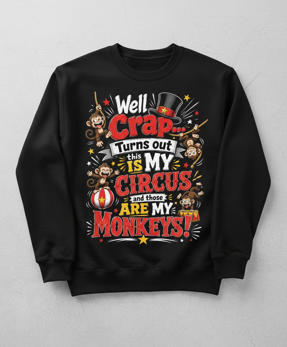 Well Crap Turns Out This IS MY CIRCUS and Those ARE MY Sweatshirt - product mockup - Black