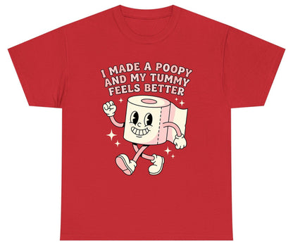 I Made a Poopy and My Tummy Feels Better funny toilet paper Youth T-Shirt Red product mockup