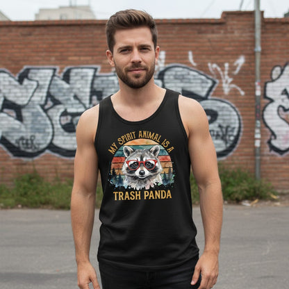 My Spirit Animal Is a Trash Panda raccoon Tank Top Black lifestyle mockup