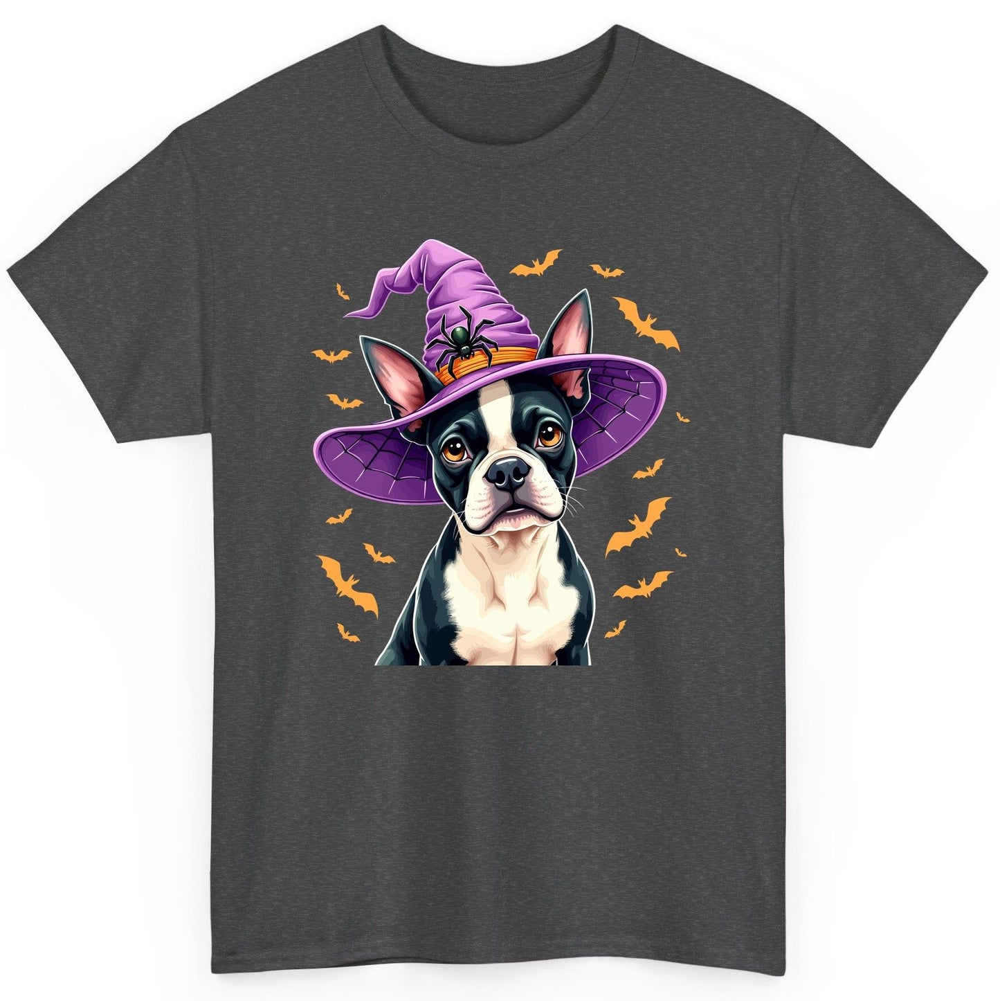 Halloween Boston Terrier Witch boston terrier T-Shirt Dark Heather product mockup