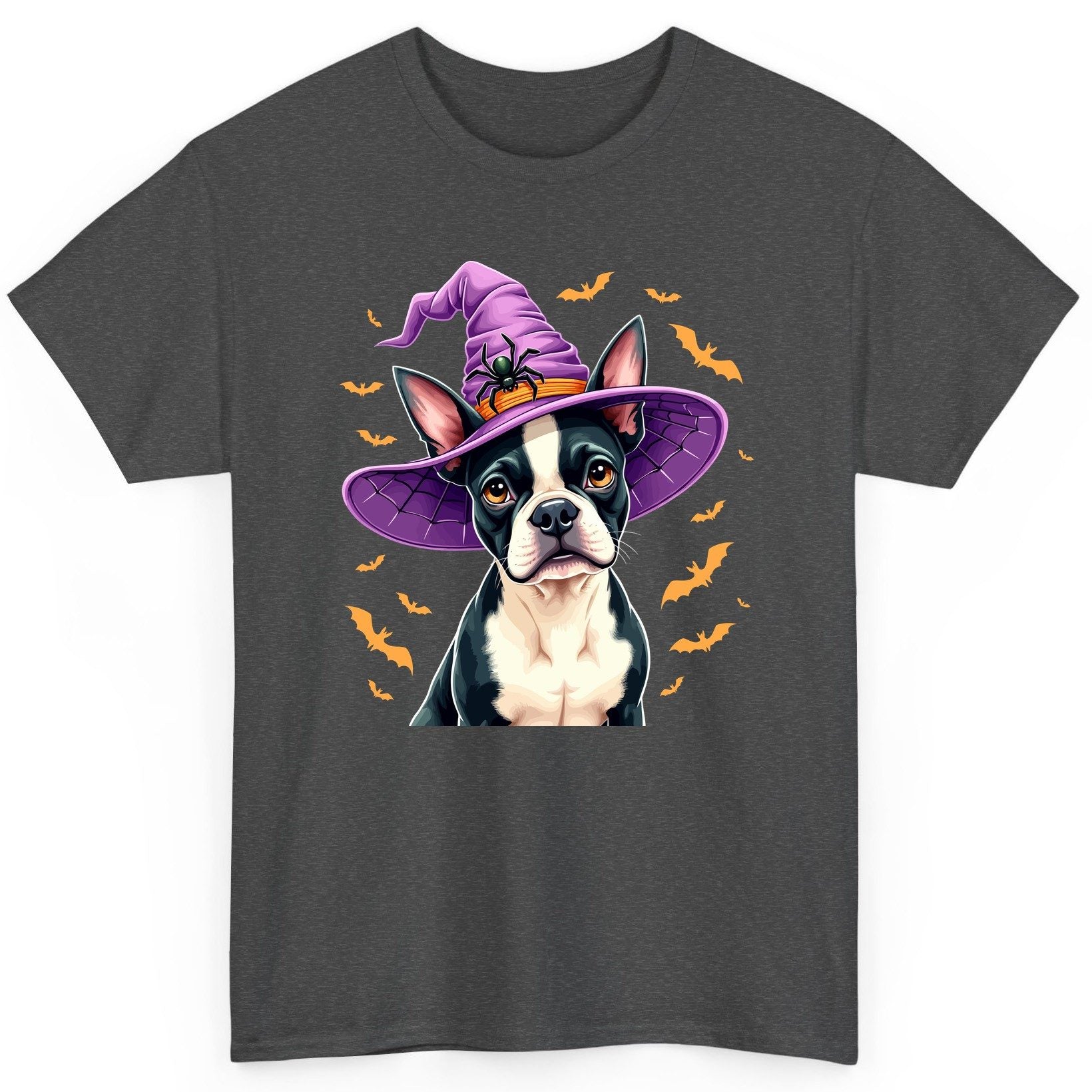 Halloween Boston Terrier Witch boston terrier T-Shirt Dark Heather product mockup