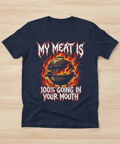 Heavy Metal BBQ My Meat Is 100% Going In Your Mouth T-Shirt - Navy