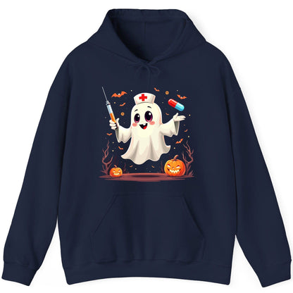 Cute Ghost Nurse Halloween ghost nurse Hoodie Navy product mockup