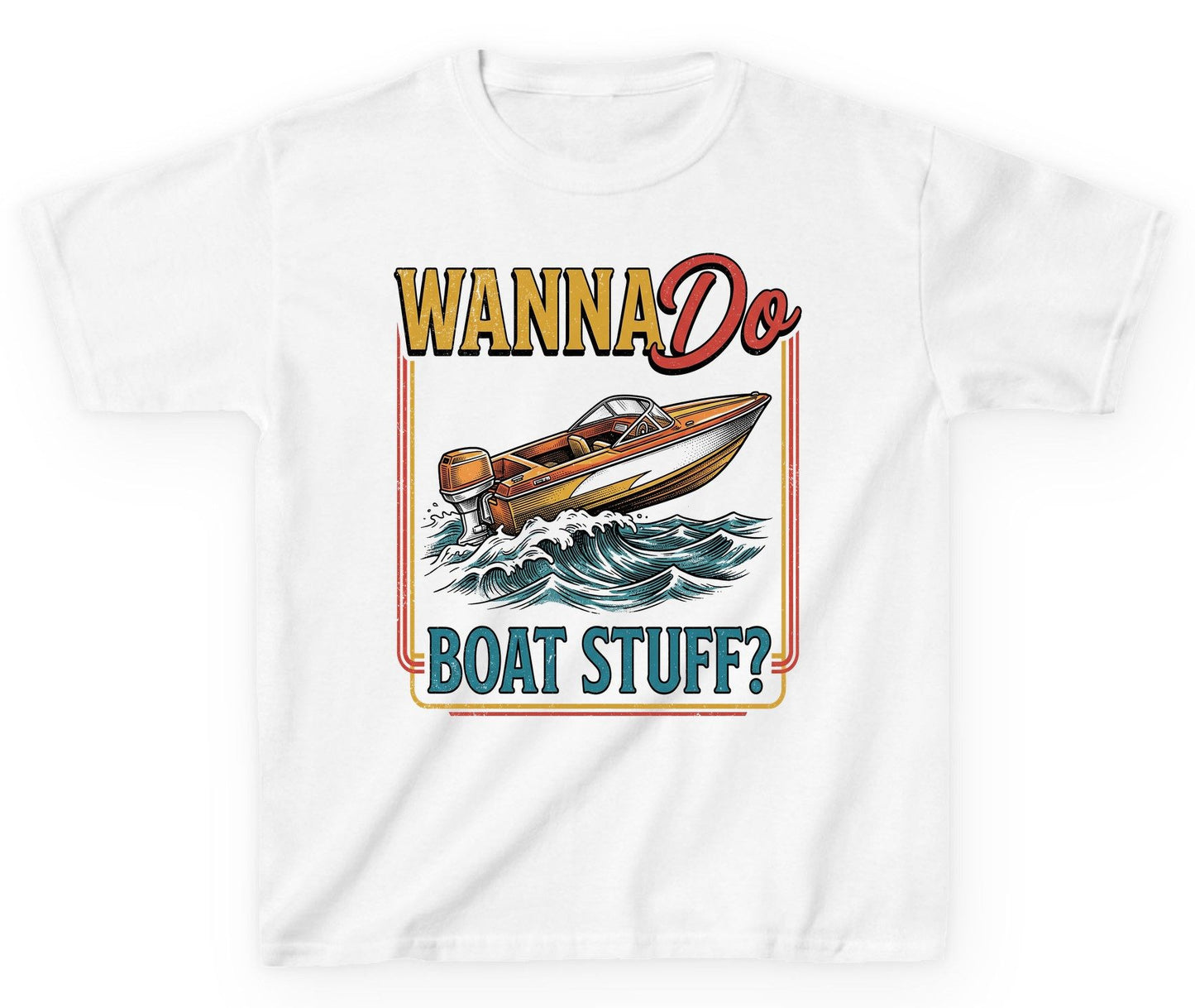 Wanna Do Boat Stuff Retro Boating Youth T-Shirt - product mockup - White