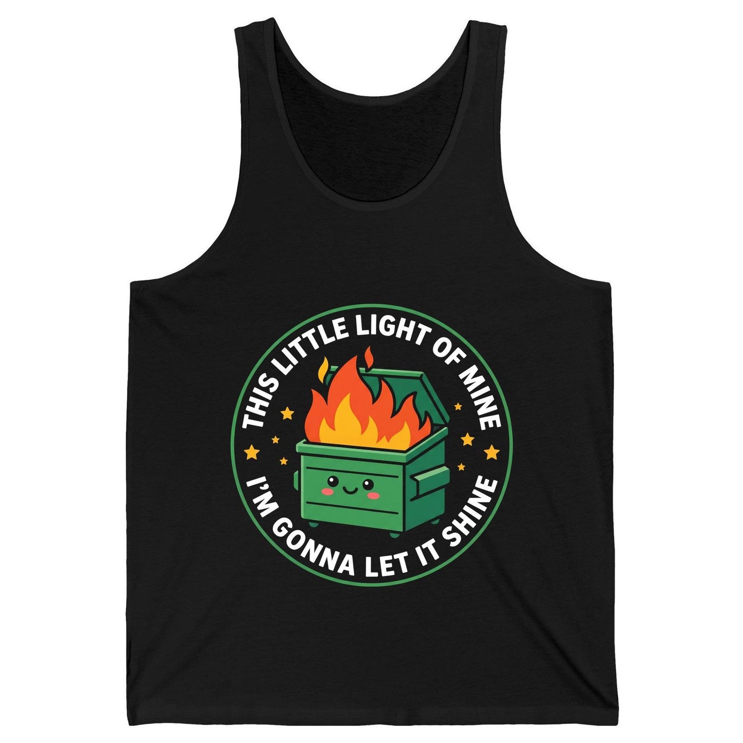 This little light of mine I'm gonna let it shine Dumpster Fire Tank Top Black product mockup