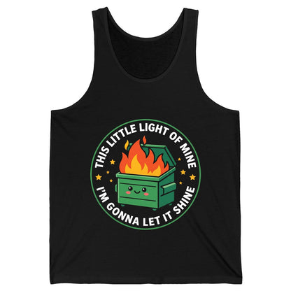 This little light of mine I'm gonna let it shine Dumpster Fire Tank Top Black product mockup