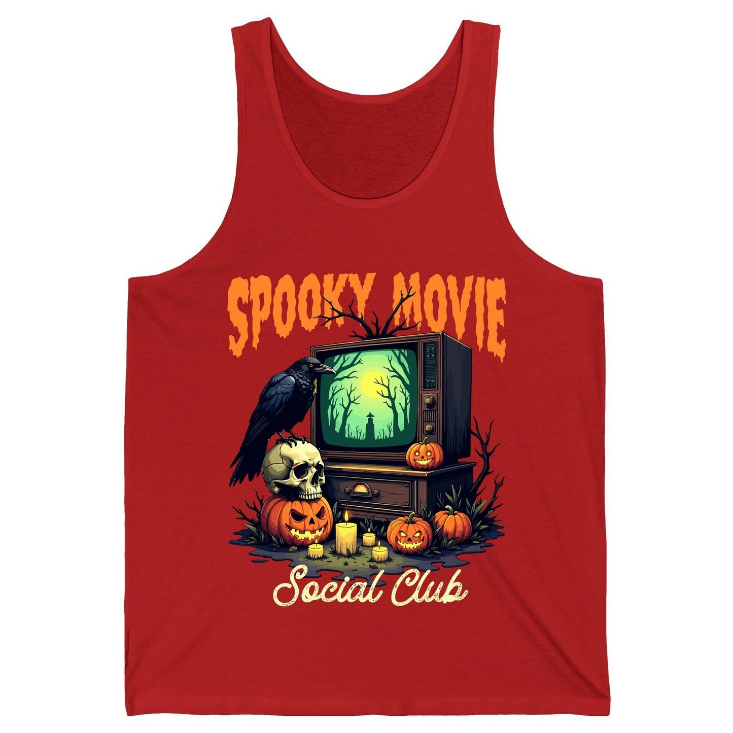 Spooky Movie Social Club Halloween Tank Top Red product mockup