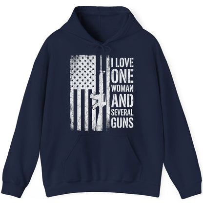 I LOVE ONE WOMAN AND Several GUNS Funny Pro-Gun Hoodie - product mockup - Navy