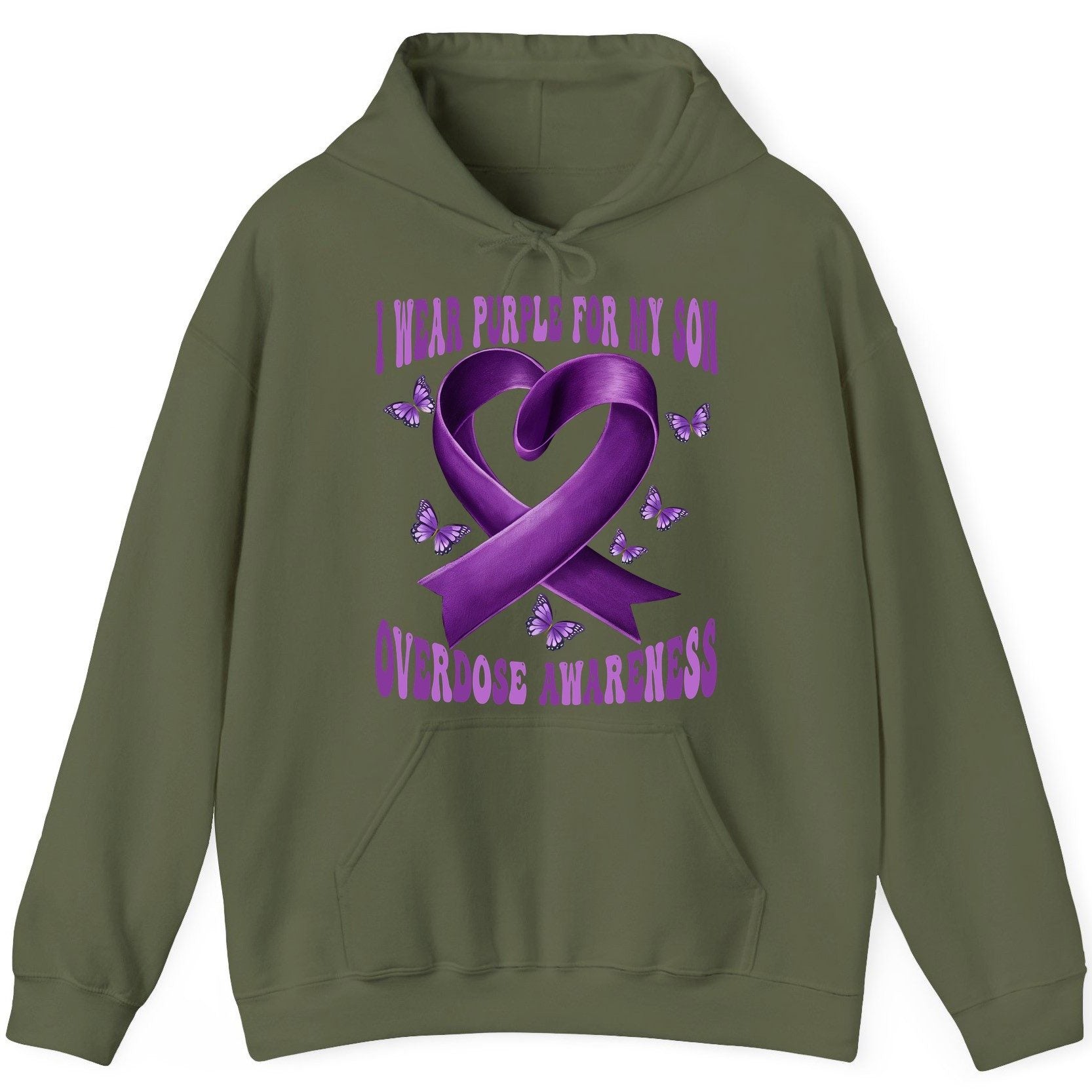 I Wear Purple for My Son Overdose Awareness overdose awareness Hoodie Military Green product mockup