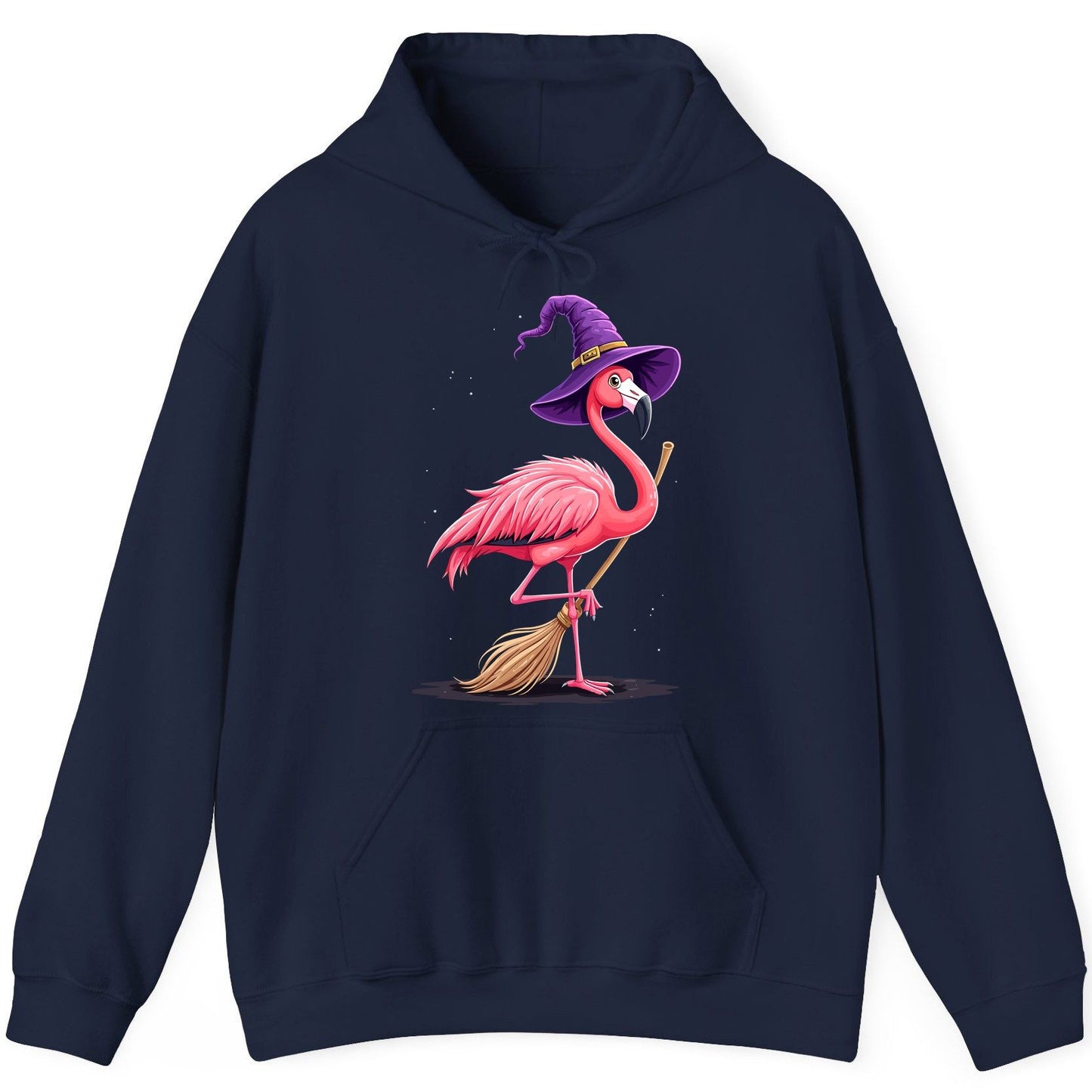 Witch Flamingo flamingo Hoodie Navy product mockup