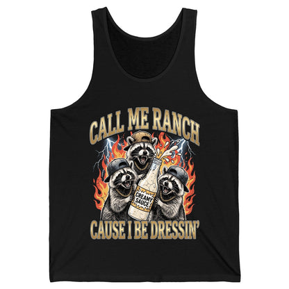 Call Me Ranch Cause I Be Dressin' raccoons Tank Top Black product mockup