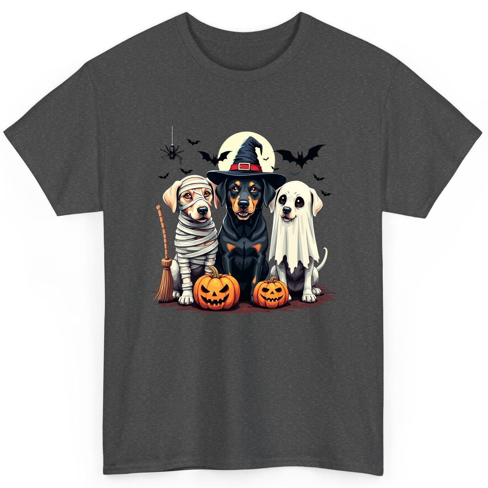 Halloween Dogs in Costumes dogs in Halloween costumes T-Shirt Dark Heather product mockup
