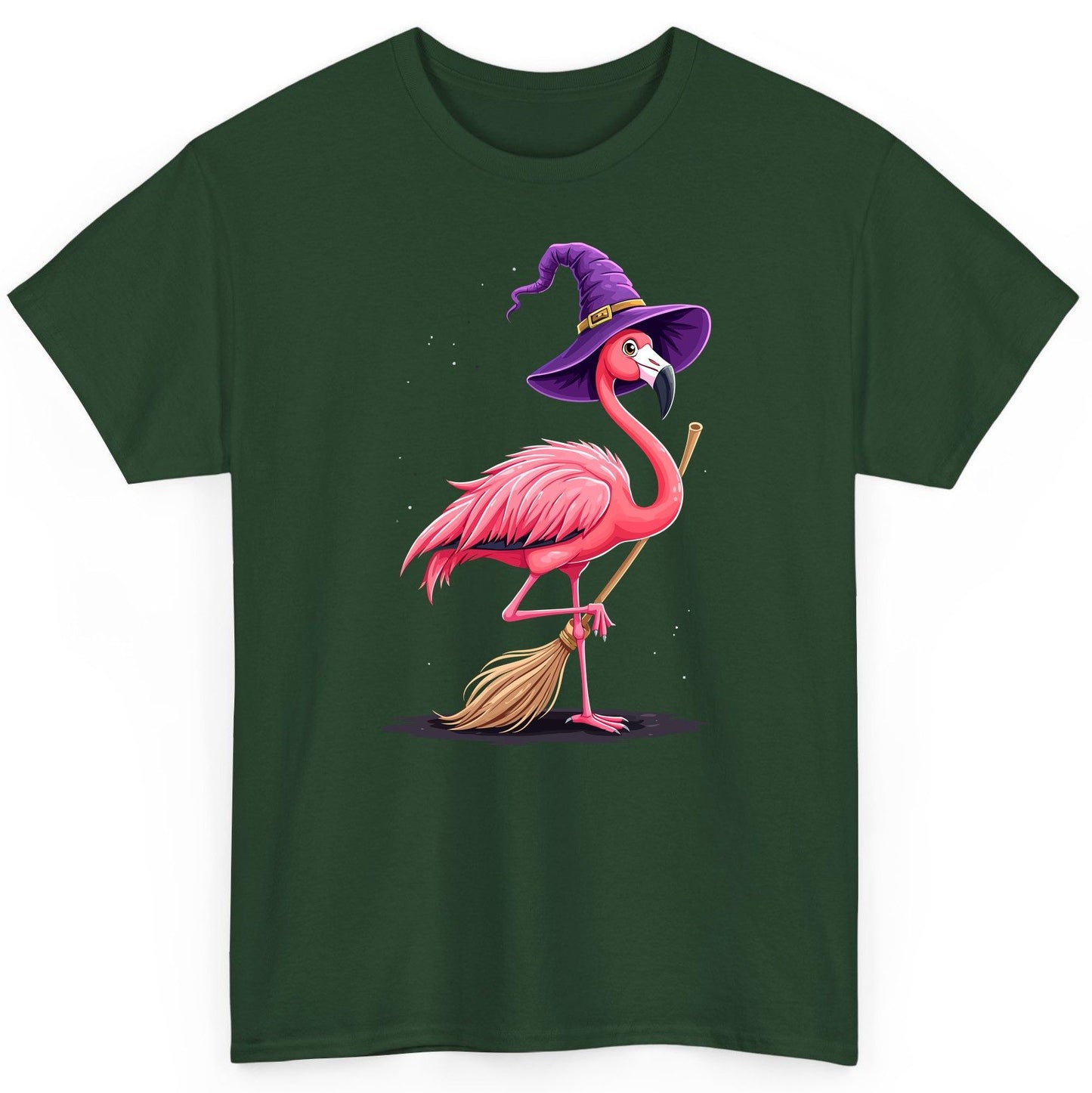 Witch Flamingo flamingo T-Shirt Forest Green product mockup