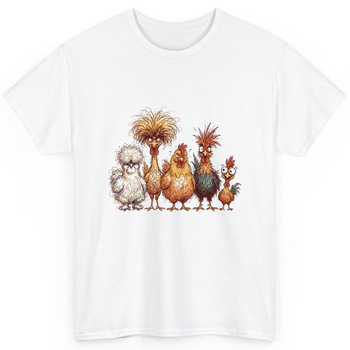 Funny Scribble Art Chickens chickens T-Shirt White product mockup