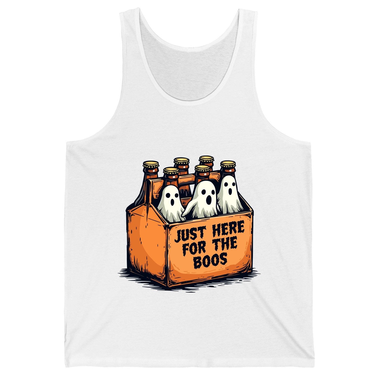 Just Here for the Boos Halloween Tank Top White product mockup