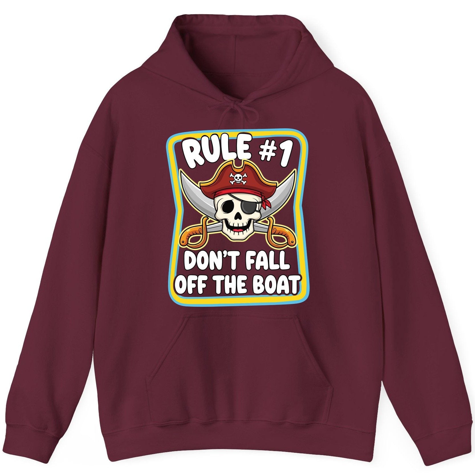 Rule 1 Don't Fall Off the Boat pirate Hoodie Maroon product mockup