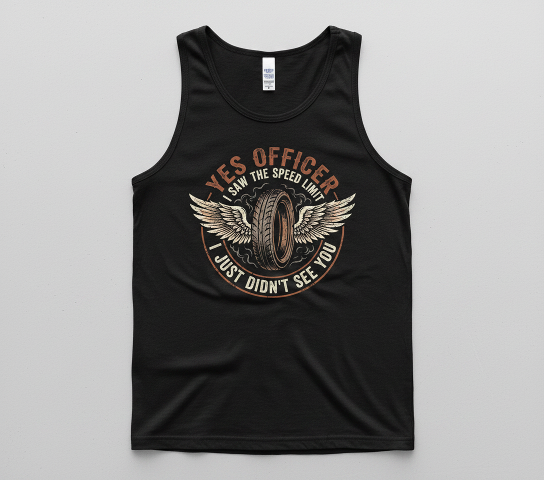 Yes Officer I Saw The Speed Limit Motorcycle Humor Tank Top - Black