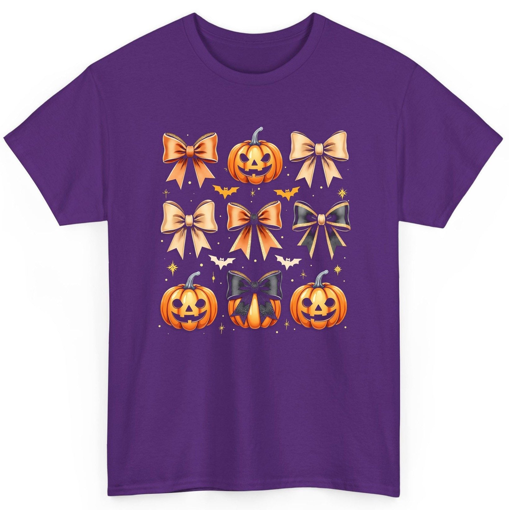 Cute Halloween Pumpkins and Bows Halloween T-Shirt Purple product mockup