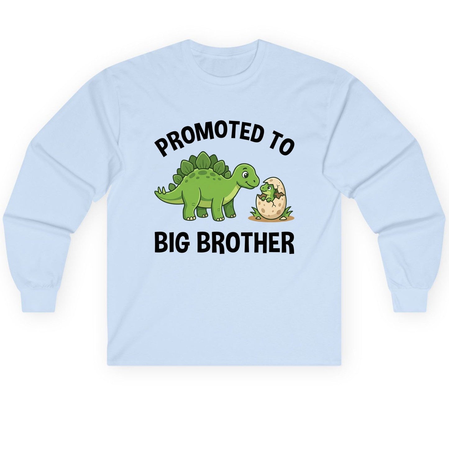 Promoted to Big Brother Dinosaur Long Sleeve Tee - product mockup - Light Blue