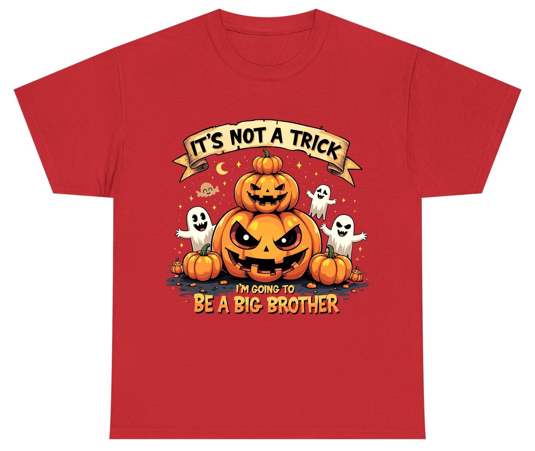It's Not a Trick I'm Going to Be a Big Brother Halloween pregnancy announcement Youth T-Shirt Red product mockup